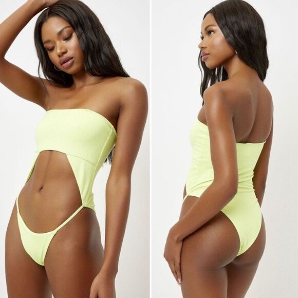 FRANKIES BIKINIS Solstice Cut-Out One Piece Swim - Sundance NWT yellow Neon - Picture 1 of 10